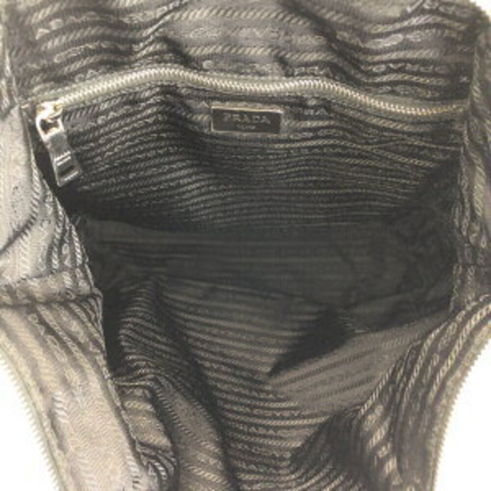 PRADA triangular logo plate gray black canvas lea… - image 8